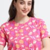 Women’s Pink Flamingo Printed Cotton Long T-Shirt Dress