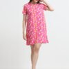 Women’s Pink Flamingo Printed Cotton Long T-Shirt Dress
