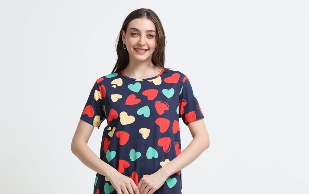 Women’s Heart Print Long Polo Dress