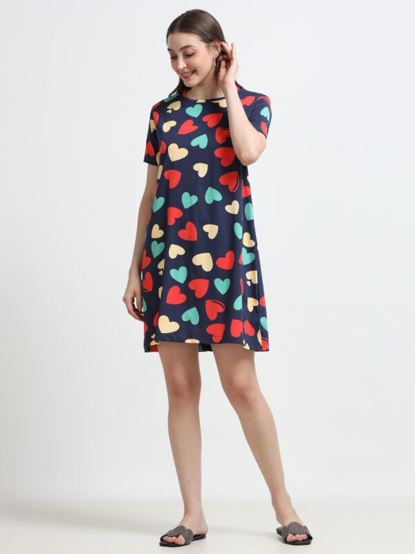 Women’s Heart Print Long Polo Dress