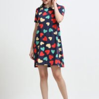 Women’s Heart Print Long Polo Dress