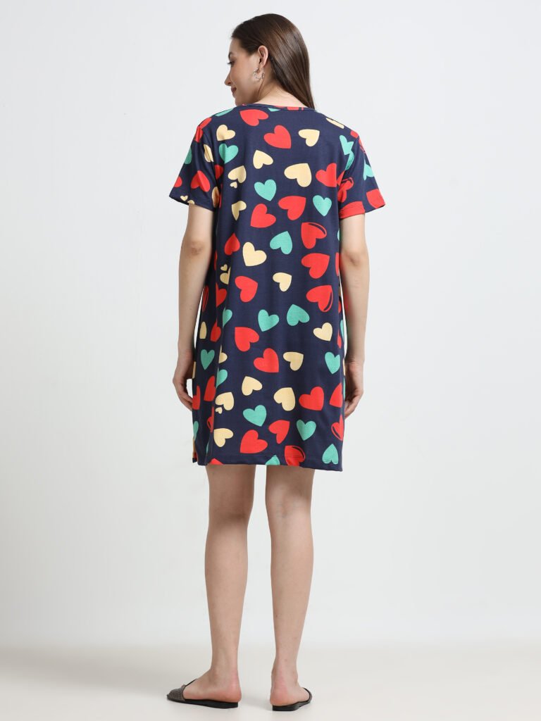 Women’s Heart Print Long Polo Dress