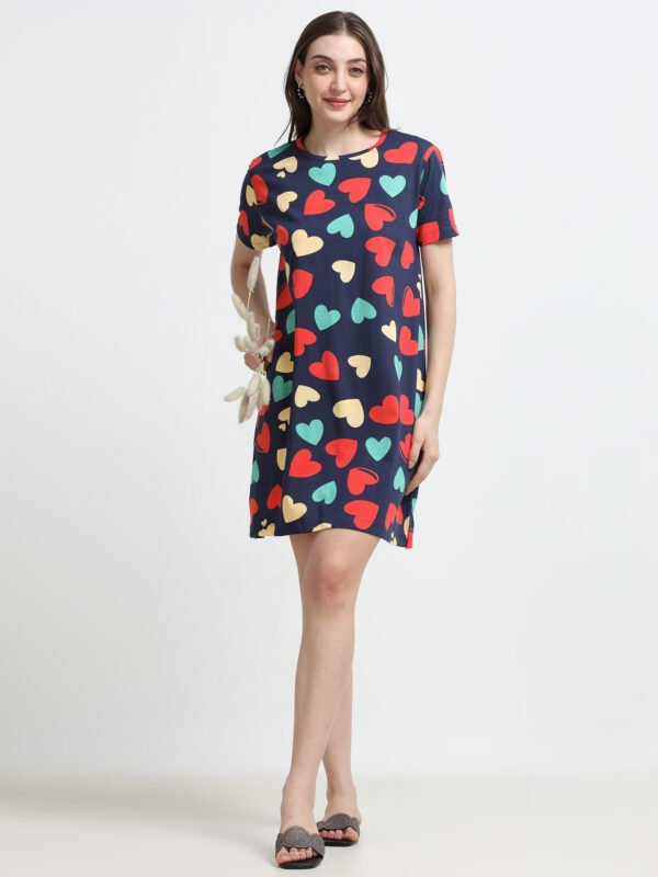 Women’s Heart Print Long Polo Dress