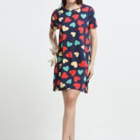 Women’s Heart Print Long Polo Dress