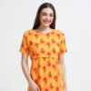 Women’s Orange Floral Printed Zipless Maternity Feeding Nighty