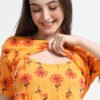 Women’s Orange Floral Printed Zipless Maternity Feeding Nighty