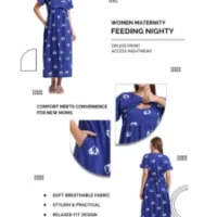 Royal Blue Heart Print Zipless Feeding Maxi Top