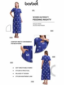 Royal Blue Heart Print Zipless Feeding Maxi Top