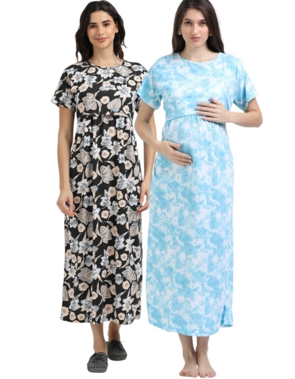 BLACKFLOWER-BLUEDD.jpeg ZIPLESS MATERNITY MAXI-COMBO OF 2