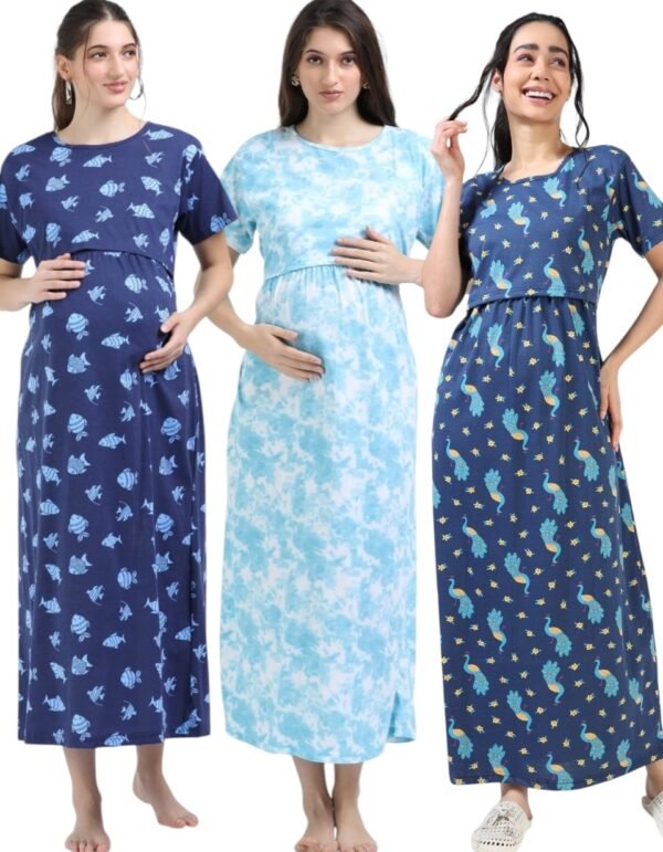 BLUEDD-FISH-PEACOCK.jpeg ZIPLESS MATERNITY MAXI-COMBO OF 3