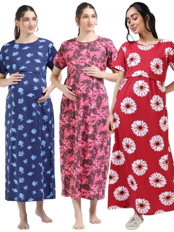 FISH-REDDD-REDFLOWER.jpeg ZIPLESS MATERNITY MAXI-COMBO OF 3