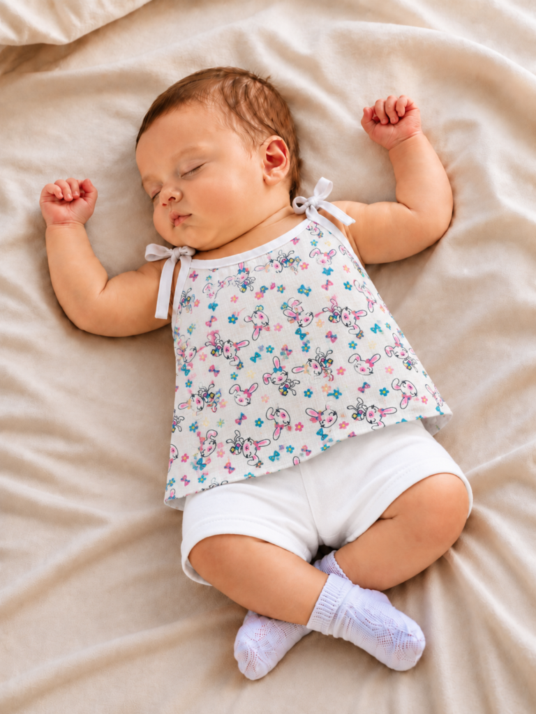 Baby Printed Knot Jabla | Soft Cotton Sleeveless Tie-Up Jabla for Newborn Baby | Any Prints 