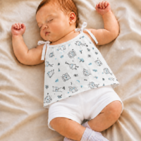 Baby Printed Knot Jabla | Soft Cotton Sleeveless Tie-Up Jabla for Newborn Baby | Any Prints 