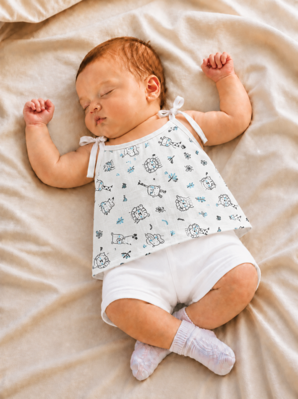 Baby Printed Knot Jabla | Soft Cotton Sleeveless Tie-Up Jabla for Newborn Baby | Any Prints 