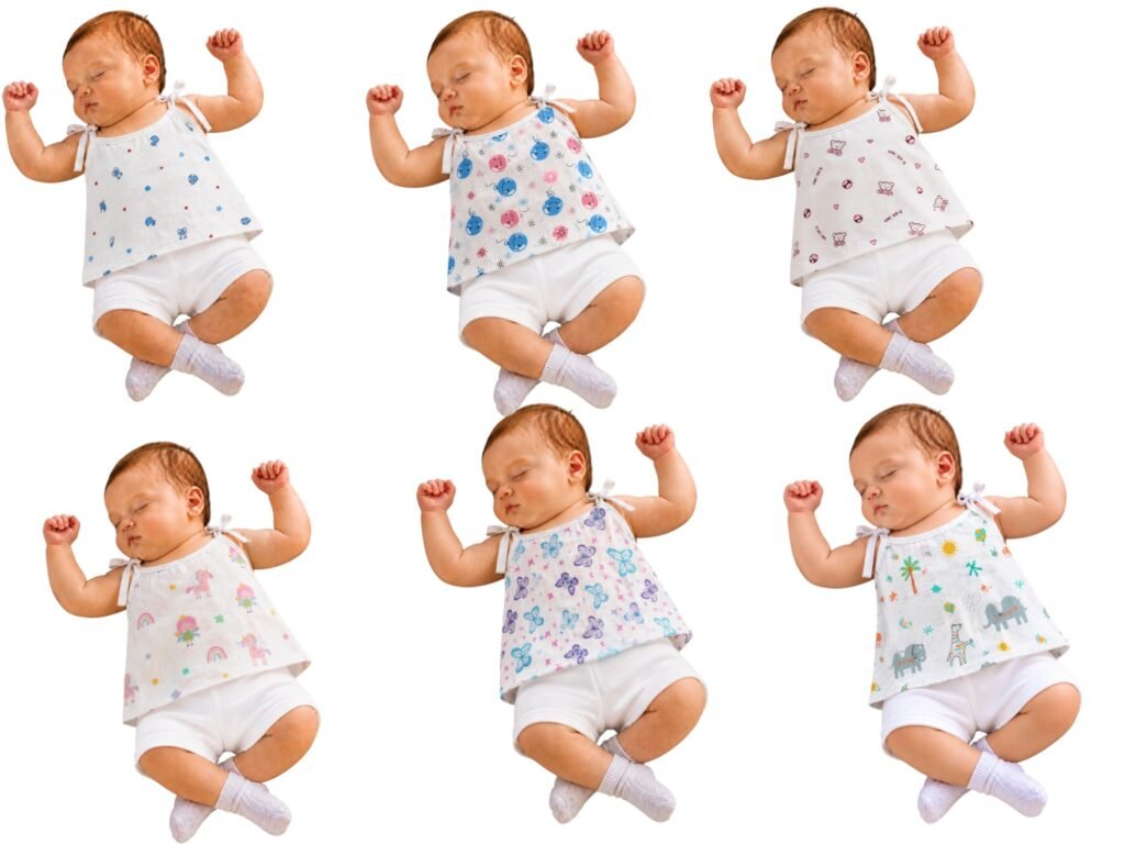 Baby Printed Knot Jabla | Soft Cotton Sleeveless Tie-Up Jabla for Newborn Babies | Assorted Cartoon Prints |Any Print