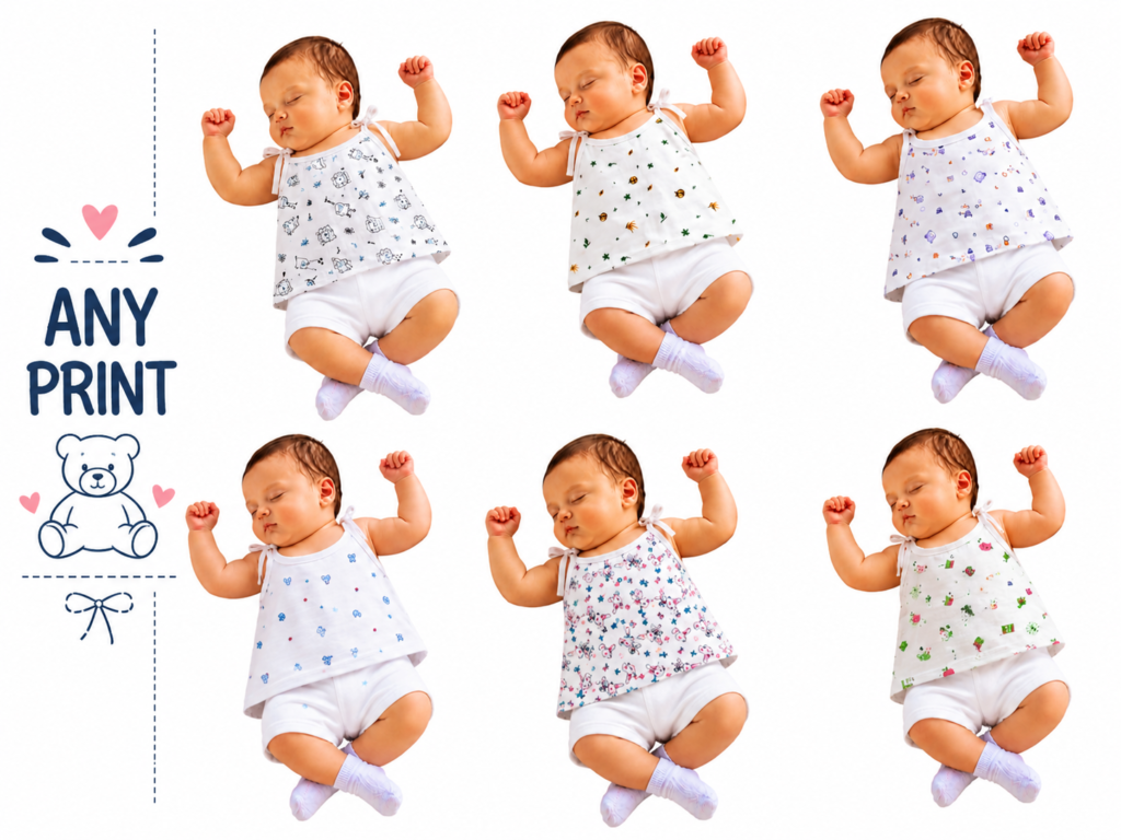 Baby Printed Knot Jabla | Soft Cotton Sleeveless Tie-Up Jabla for Newborn Baby | Any Prints 