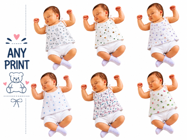 Baby Printed Knot Jabla | Soft Cotton Sleeveless Tie-Up Jabla for Newborn Baby | Any Prints 
