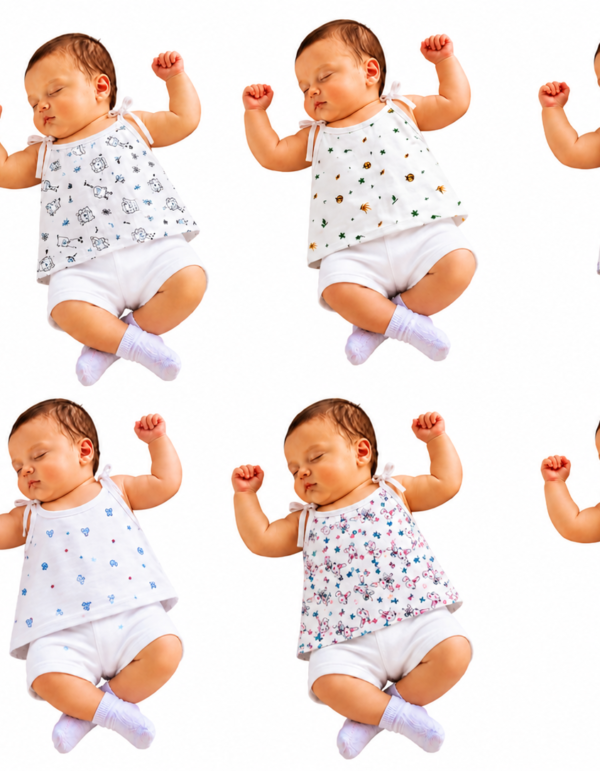Baby Printed Knot Jabla | Soft Cotton Sleeveless Tie-Up Jabla for Newborn Baby | Any Prints 