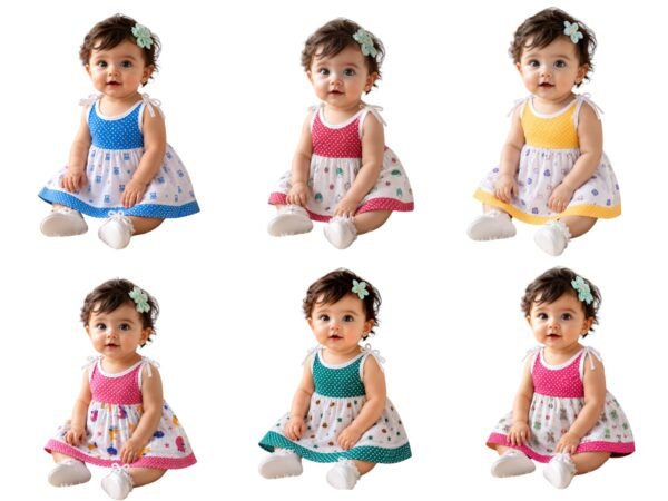 Baby Cotton Sleeveless Tie-Up Frock | Soft Printed Baby Dress | Newborn & Infant Casual Wear | Any print